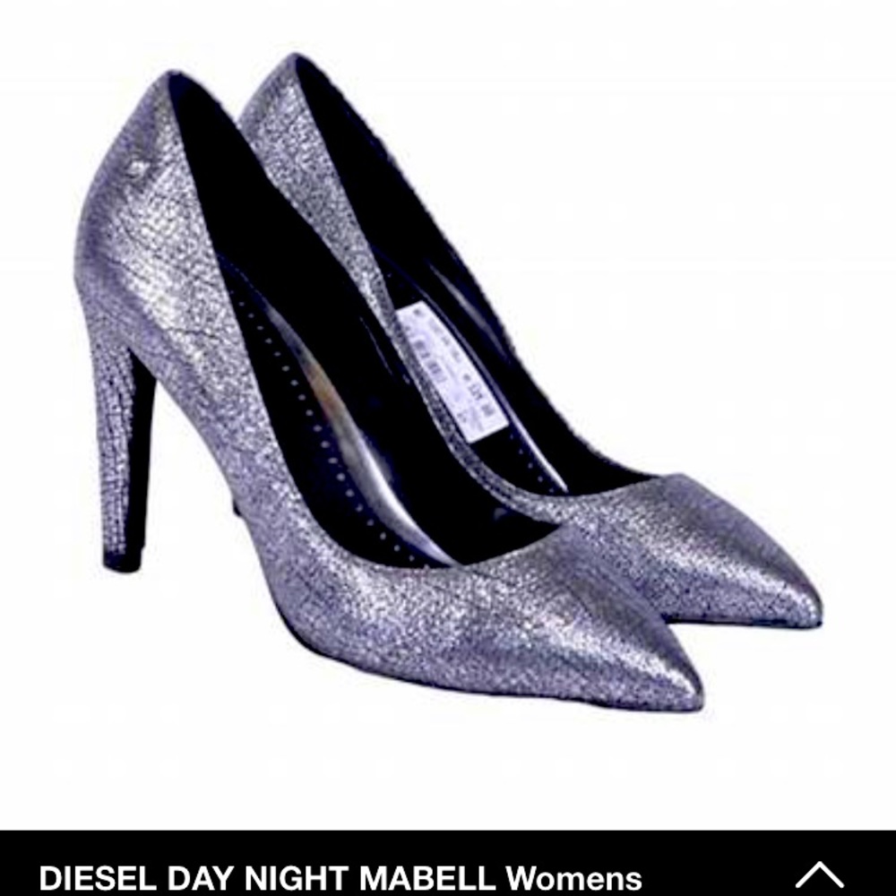 Diesel D-Mabell Metallic Pointed Toe Heels Size 40